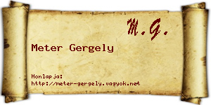 Meter Gergely névjegykártya